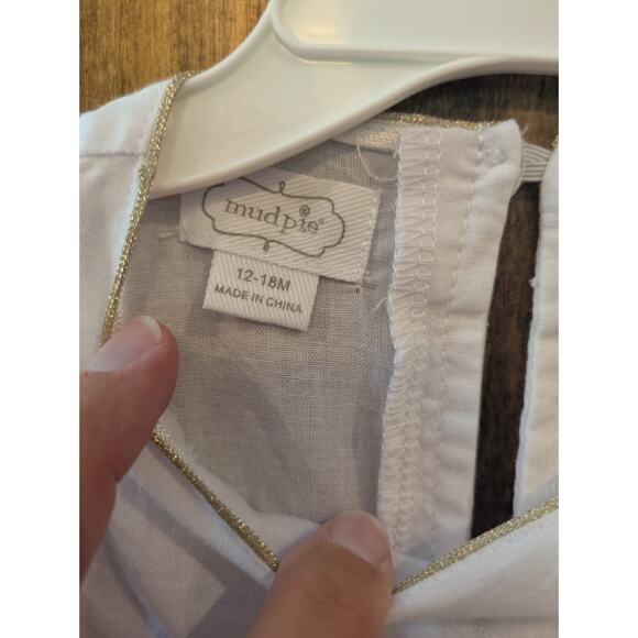 MudPie baby Sz 12-18 month white unicorn glitter sparkle short sleeve dress EUC - Picture 6 of 7